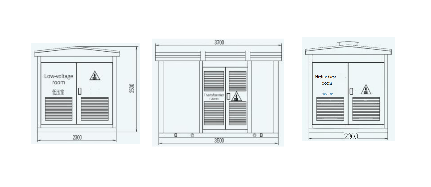 Box boundary drawing(take 630kVA as an example)